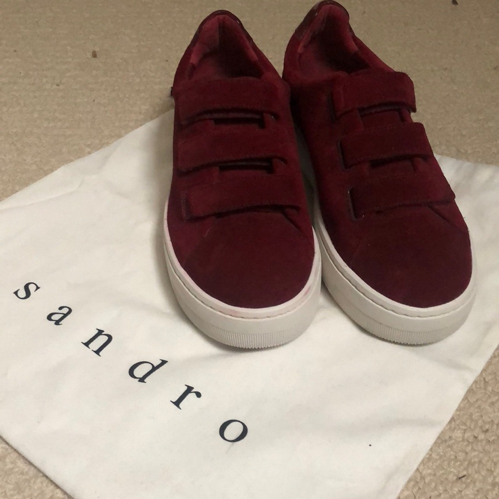 Sandro Burgundy Suede Fashion Sneakers